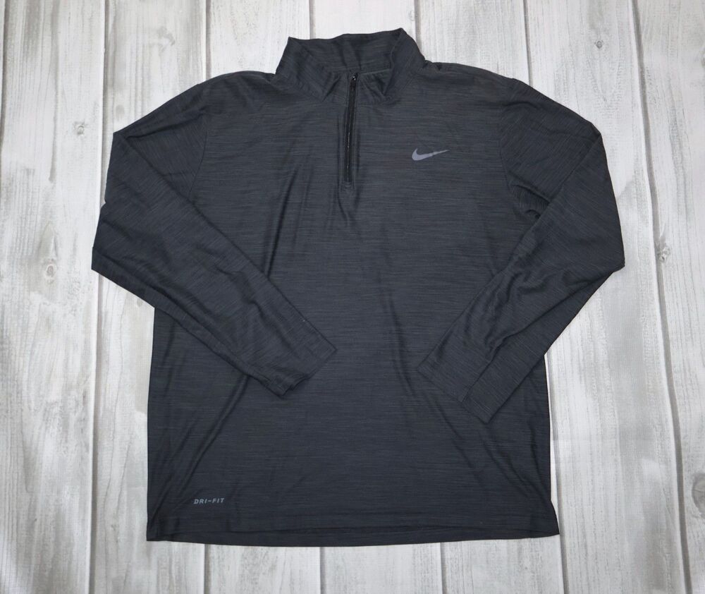 Nike Men's Breathe Quarter-Zip Long-Sleeve Training Top Charcoal Size Large